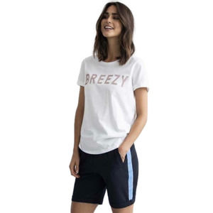 Kaffe kajali sofie bermuda midnight marine striped shorts, size 6